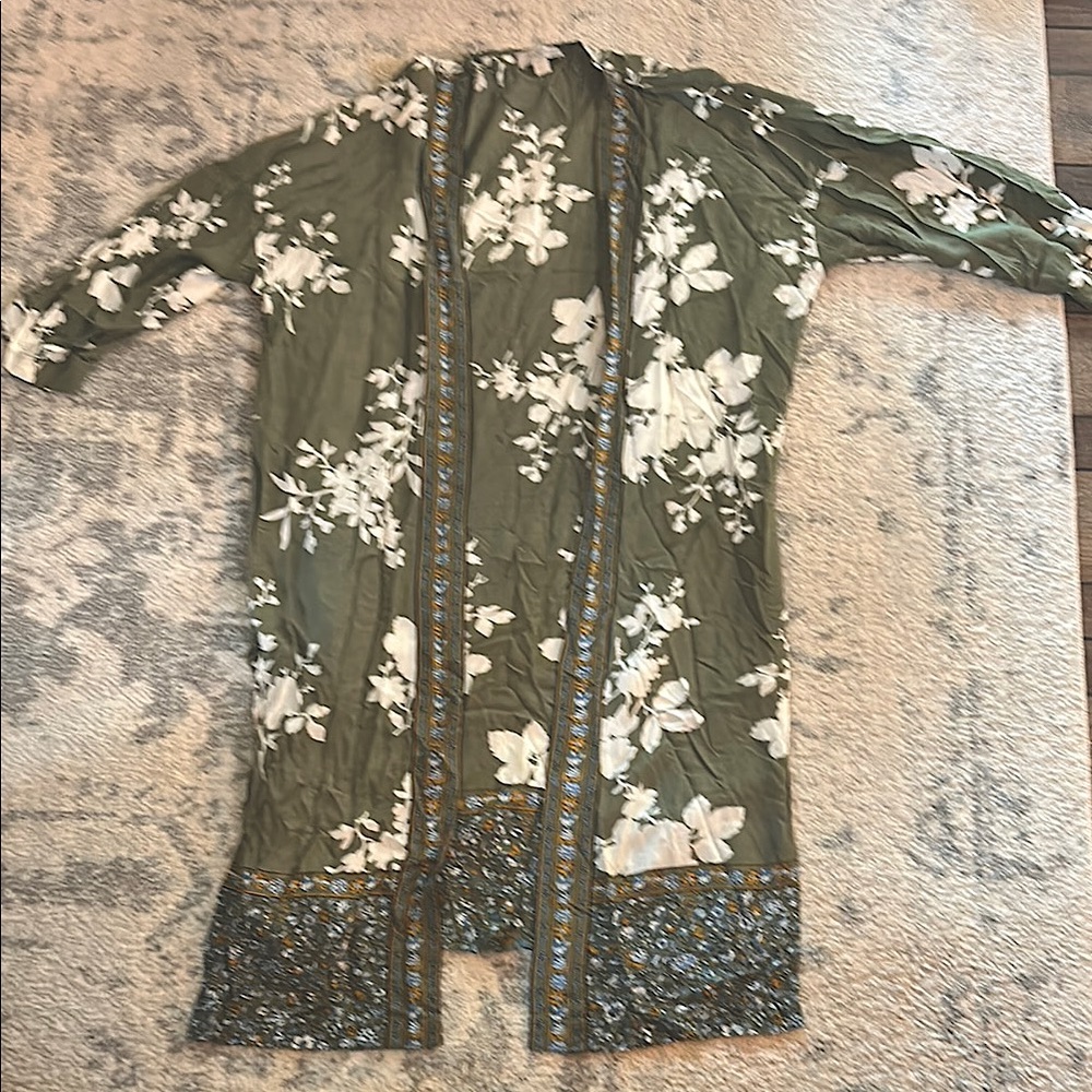 LOFT Floral Green Tunic Top
